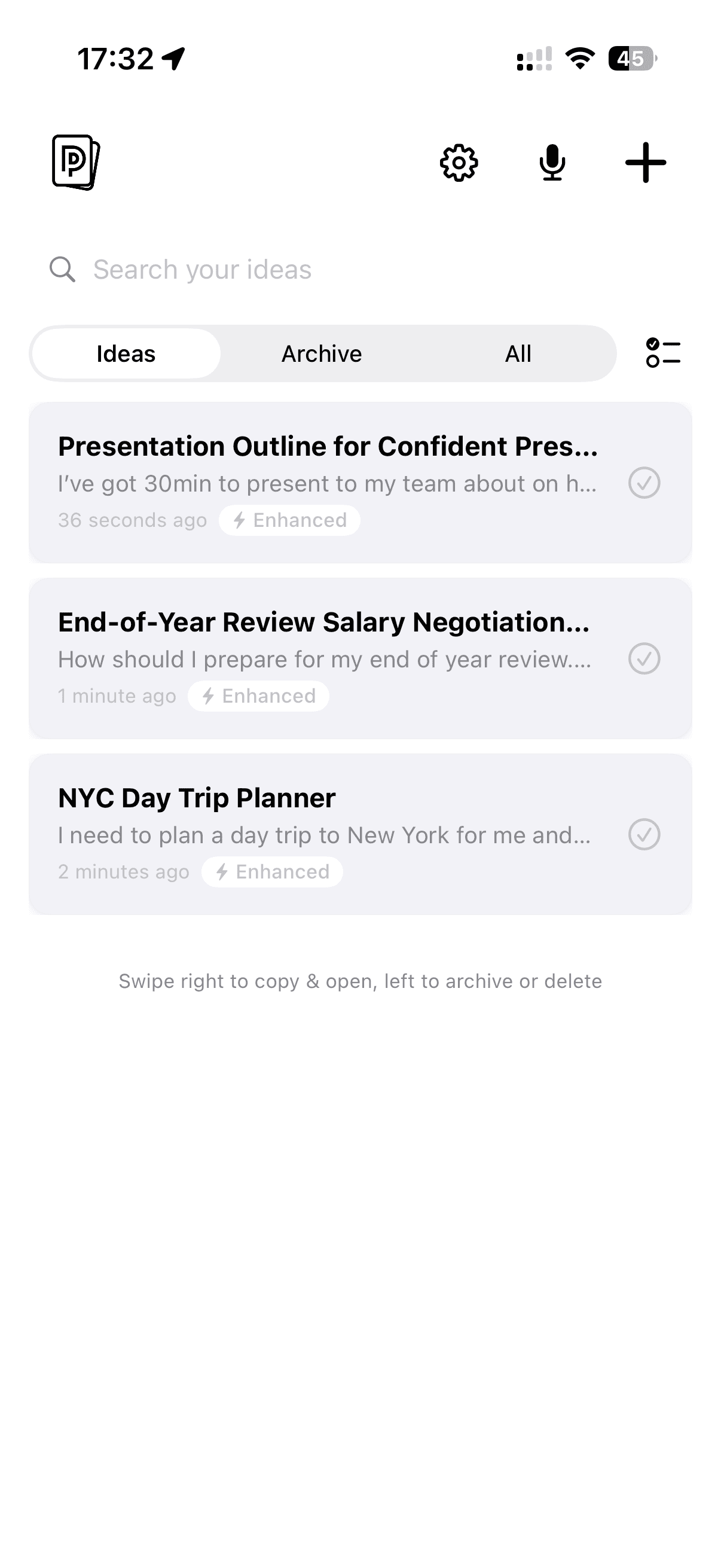 DeckPrompt prompt list showing saved prompts
