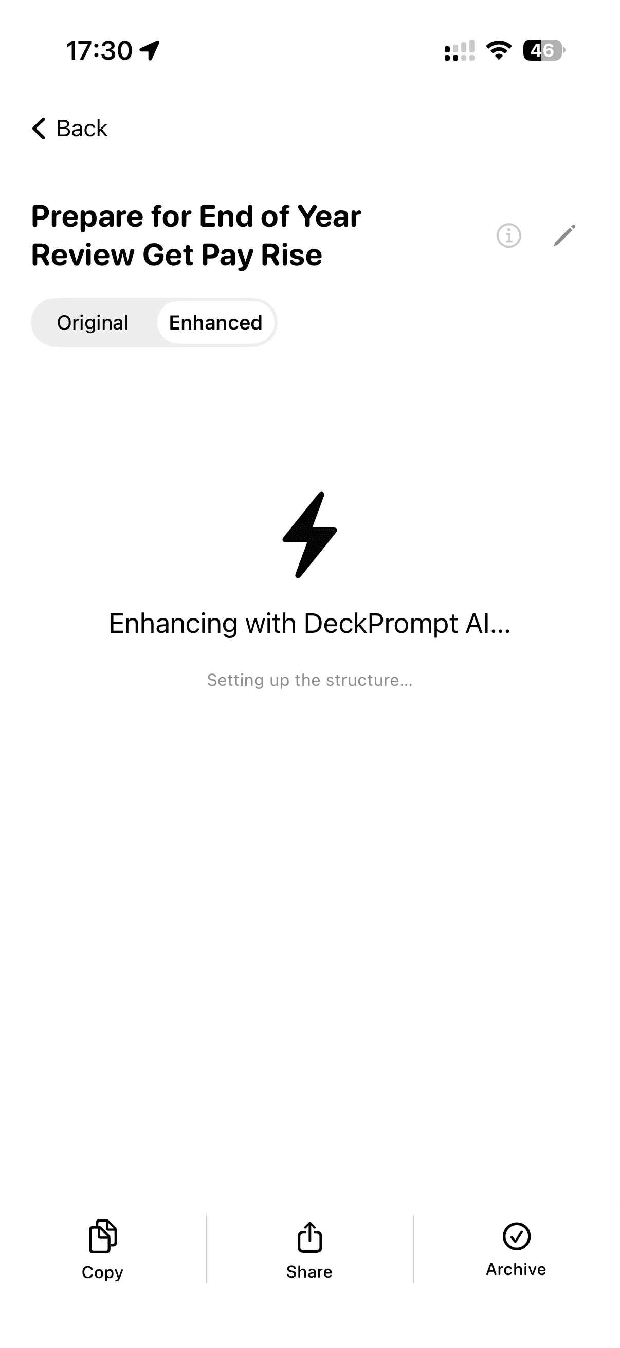 DeckPrompt generating the prep prompt