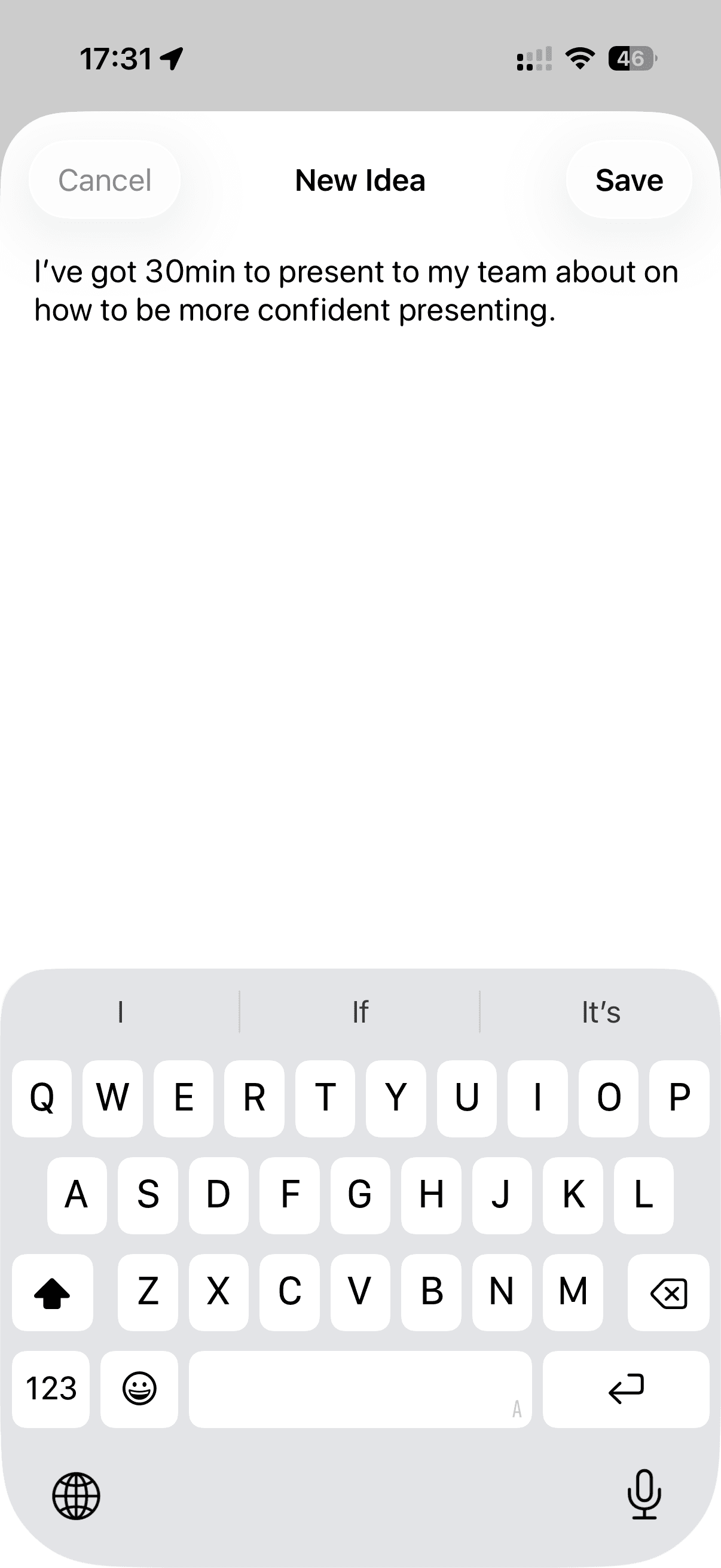 DeckPrompt with a rough idea about a team meeting